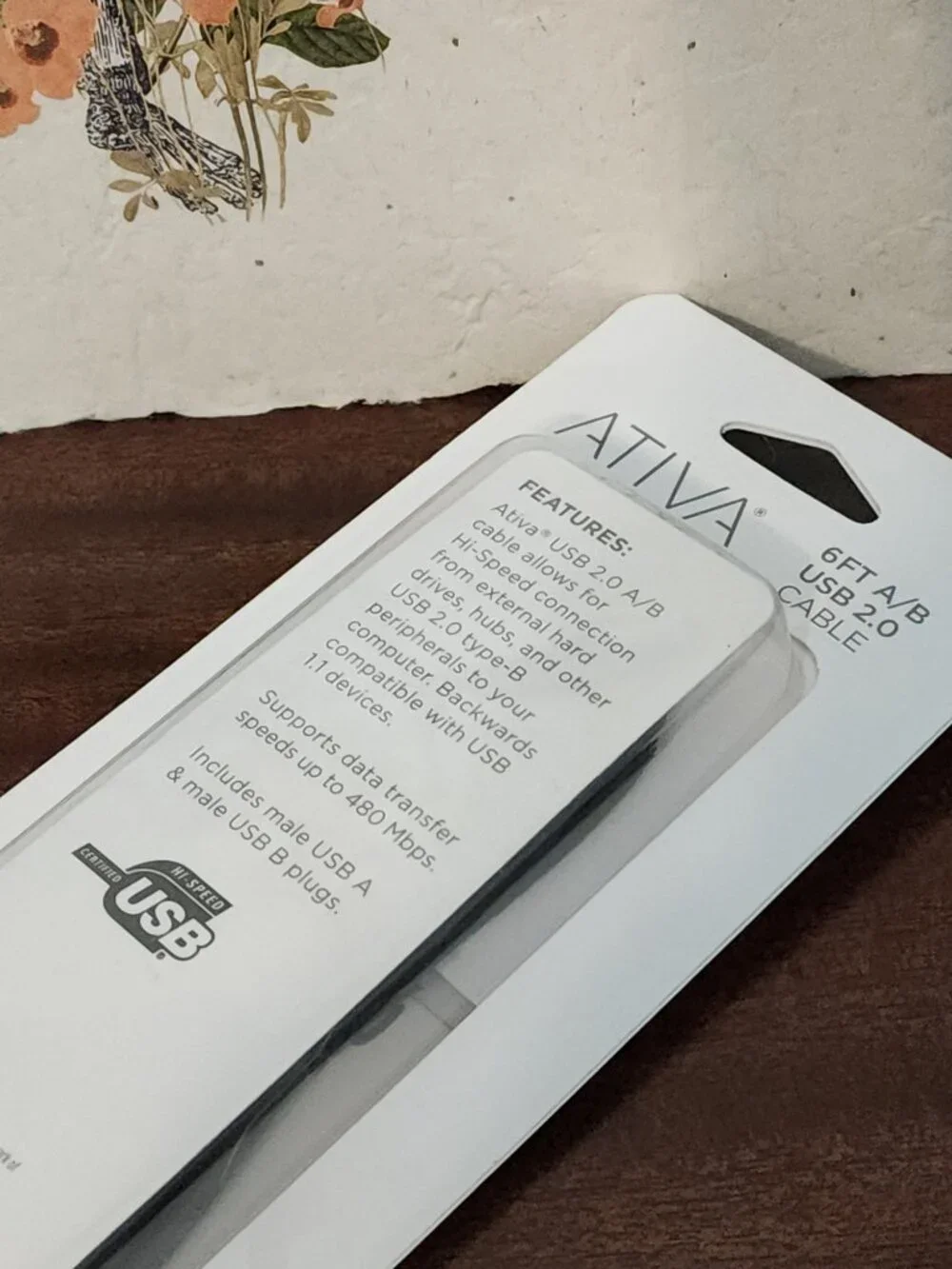 Brand New Ativa 6 Foot A/B USB 2.0 Cable